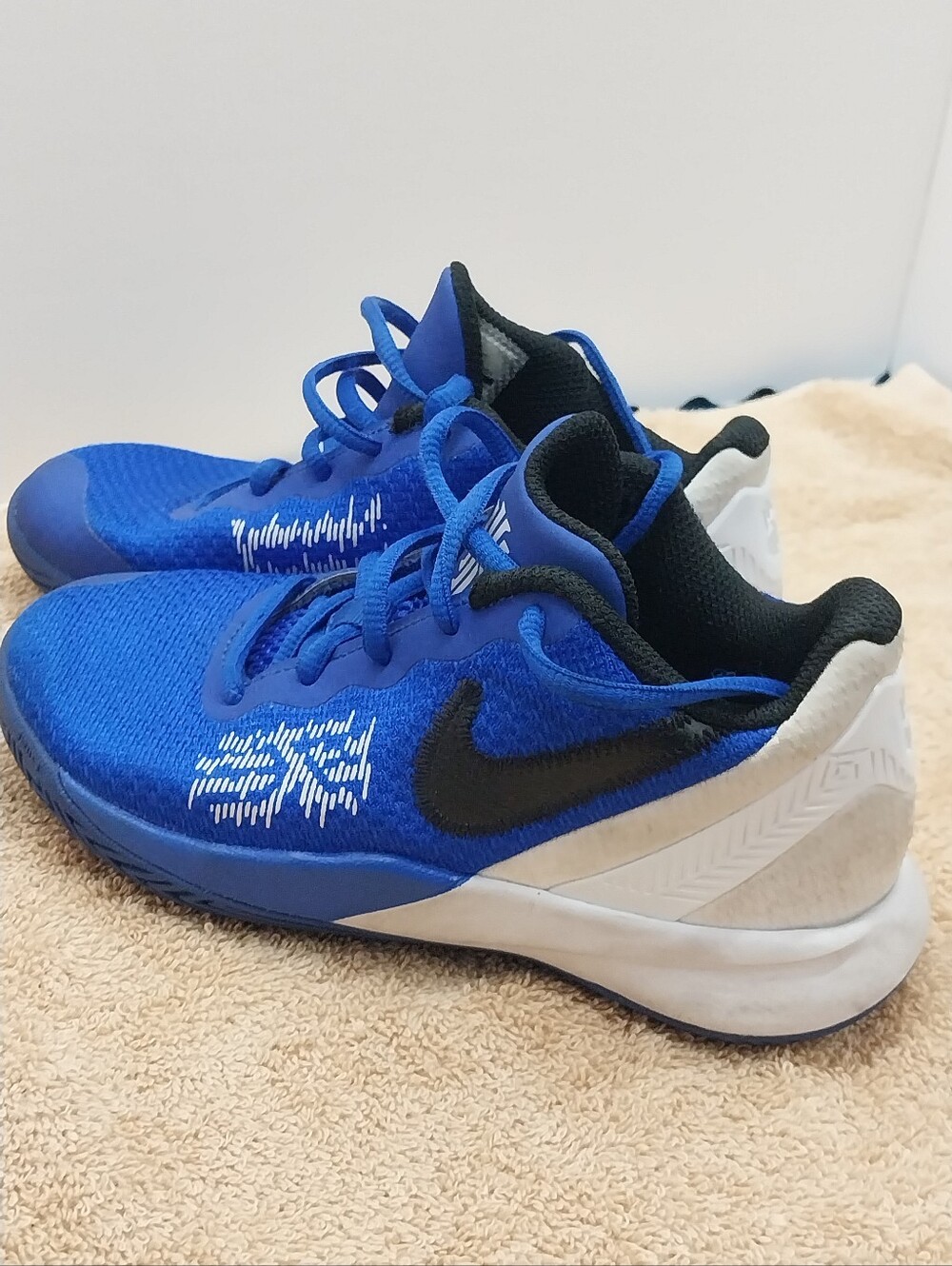 Nike Kids Bright Blue Sneakers with Black Swoosh and White Heel Panel